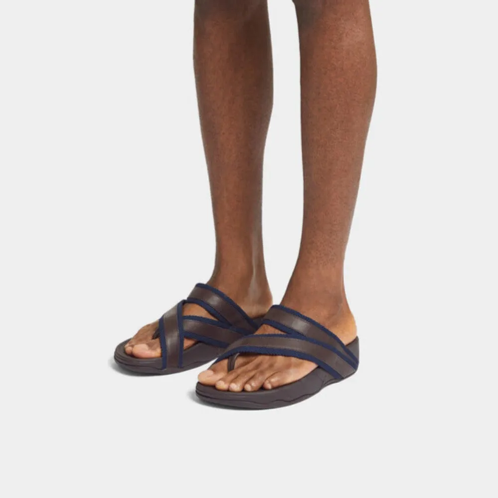 รองเท้าแตะแบบหูหนีบ ผู้ชาย รุ่น SLING MEN'S WEBBING/LEATHER TOE-POST SANDALS