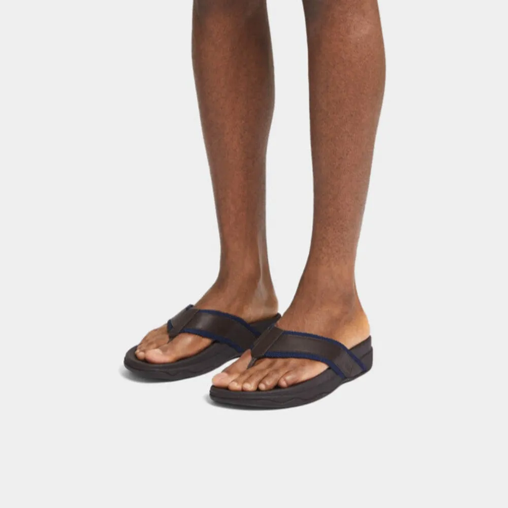 รองเท้าแตะแบบหูหนีบ ผู้ชาย รุ่น SURFER MEN'S WEBBING/LEATHER TOE-POST SANDALS