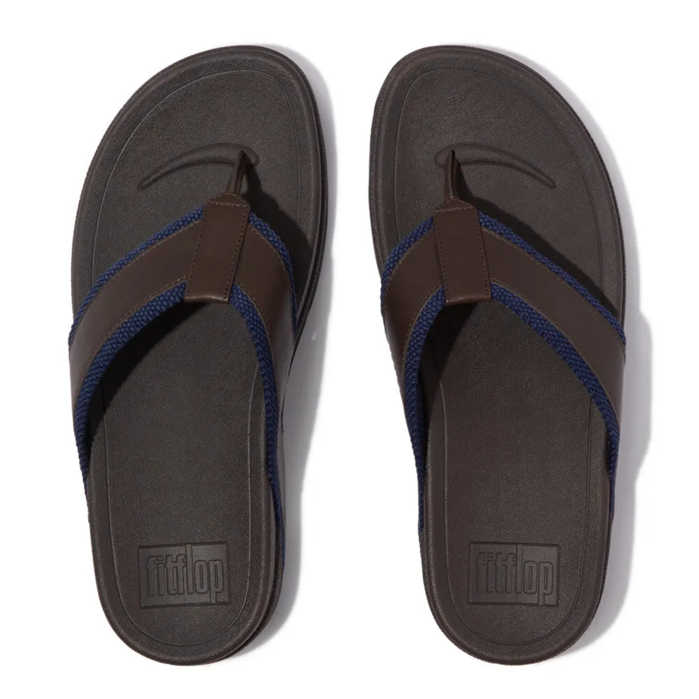 รองเท้าแตะแบบหูหนีบ ผู้ชาย รุ่น SURFER MEN'S WEBBING/LEATHER TOE-POST SANDALS