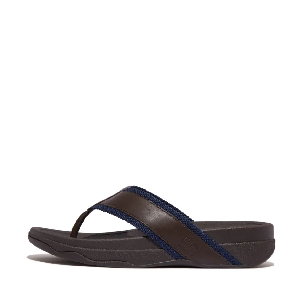 รองเท้าแตะแบบหูหนีบ ผู้ชาย รุ่น SURFER MEN'S WEBBING/LEATHER TOE-POST SANDALS