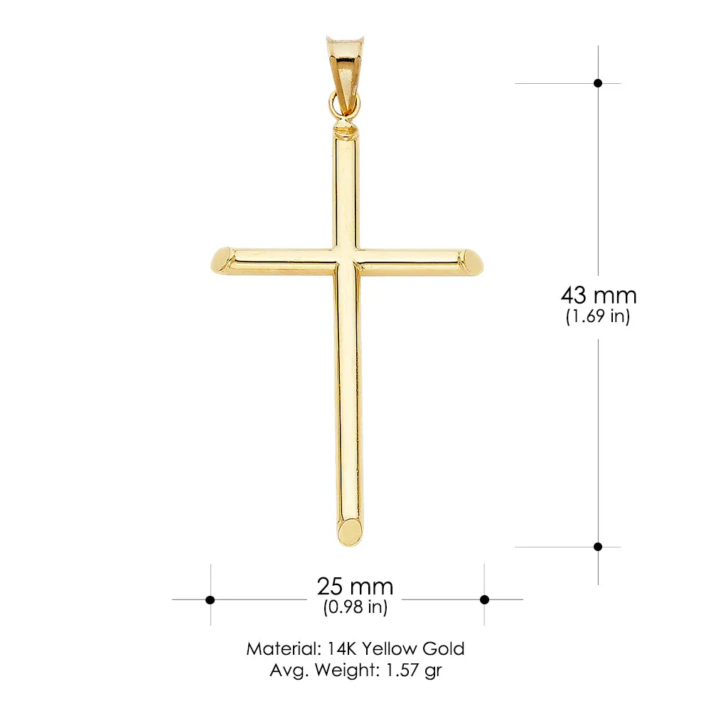 14K Gold Cross Pendant with 3.1mm Figaro 3 1 Chain