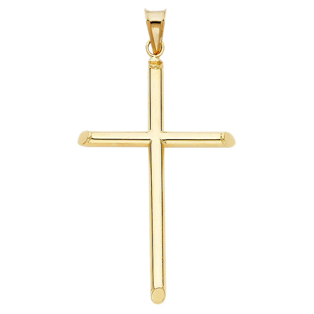 14K Gold Cross Pendant with 3.1mm Figaro 3 1 Chain