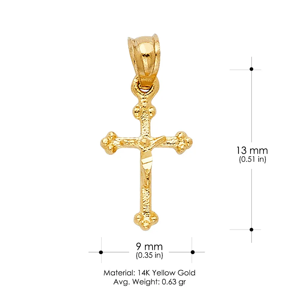 14K Gold Crucifix Charm Pendant with 2mm Figaro 3 1 Chain Necklace