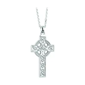 14k White Gold Large Cross Pendant