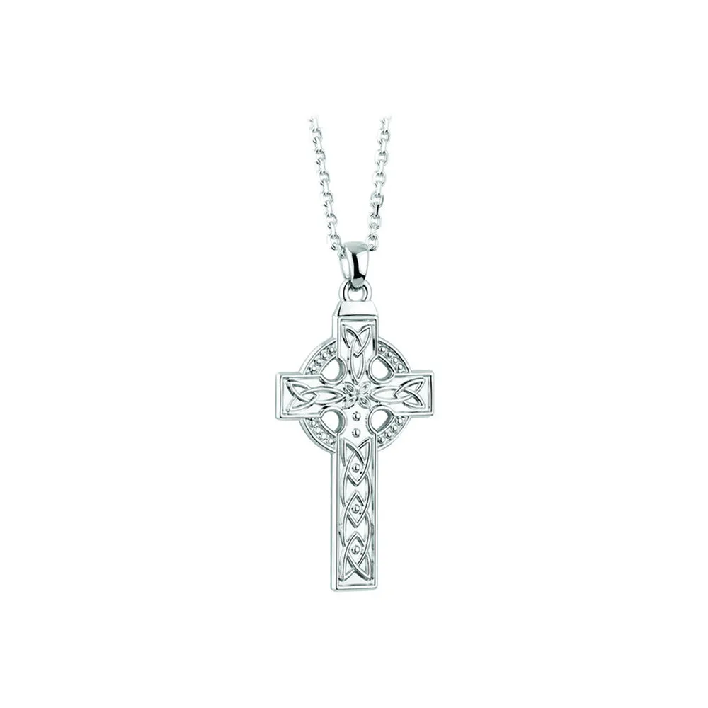 14k White Gold Large Cross Pendant