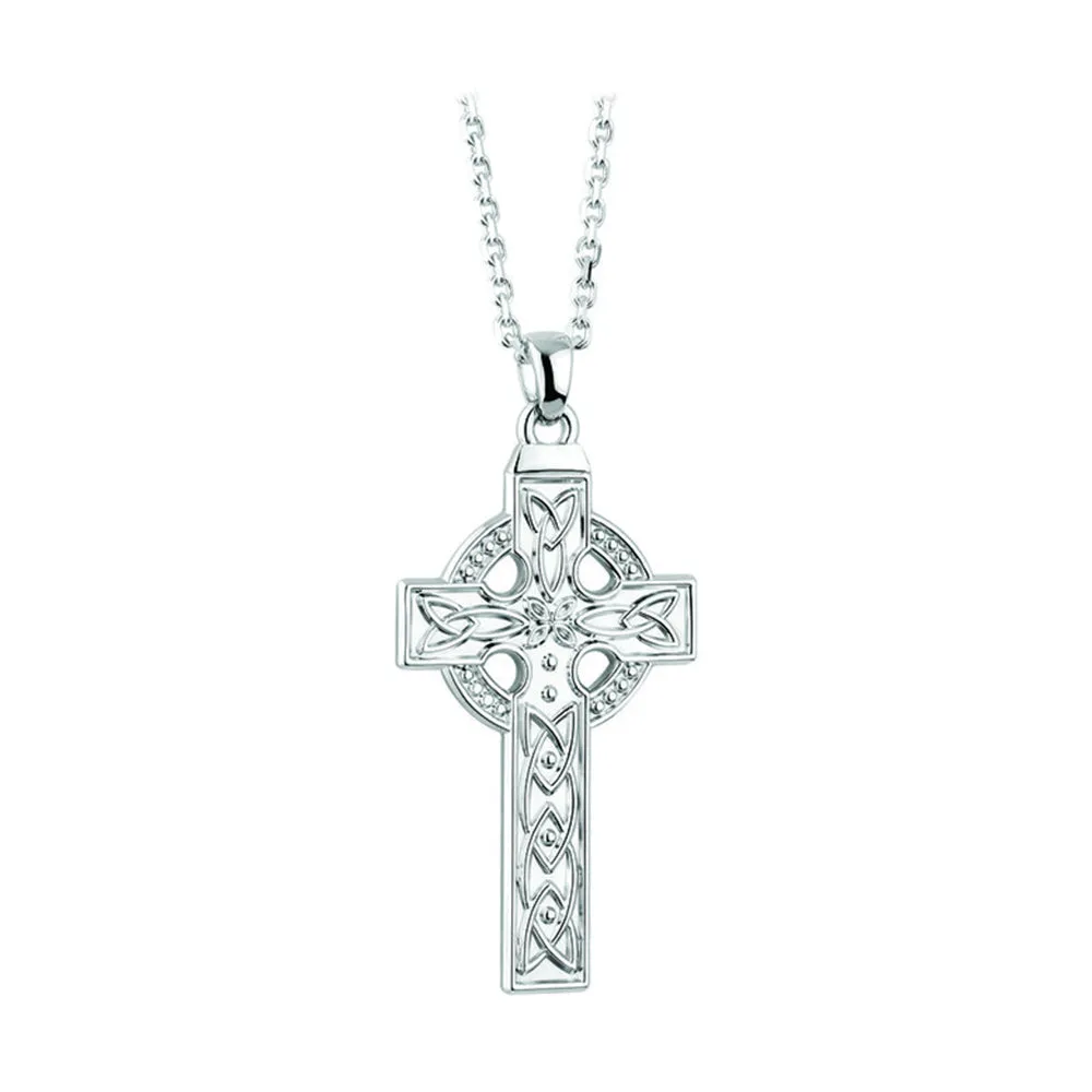 14k White Gold Large Cross Pendant