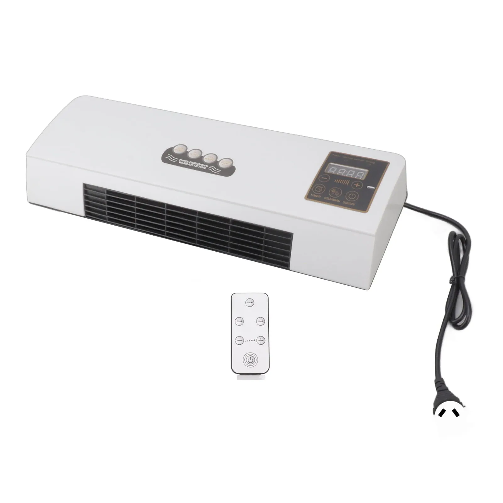1800W Wall Mounted Air Conditioner Heater Electric Cooling Heating Machine PTC Heating Element Heater with Remote Control Timer for Bedroom Bathroom 220V English Version