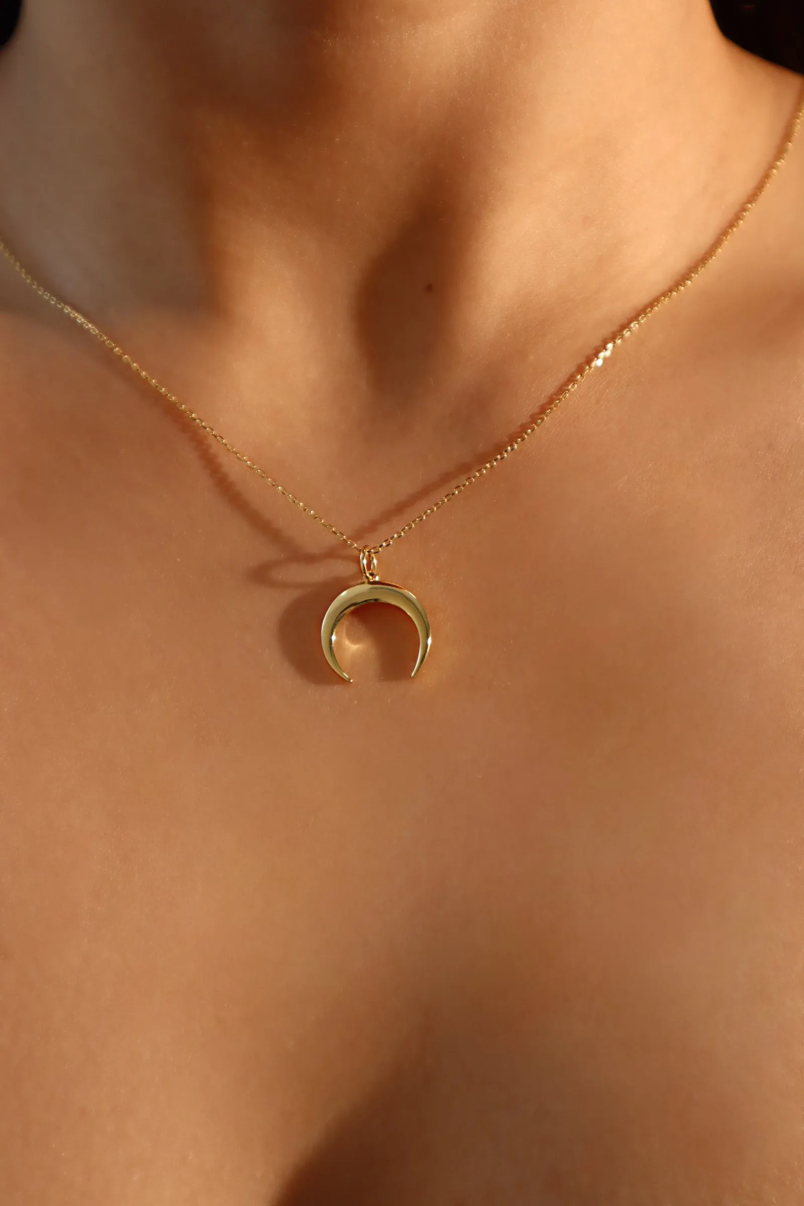 18K Gold Vermeil Moon Pendant Necklace