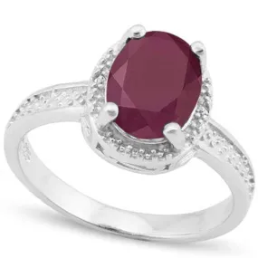 2.52 CT ENHANCED GENUINE RUBY & DIAMOND 925 STERLING SILVER RING