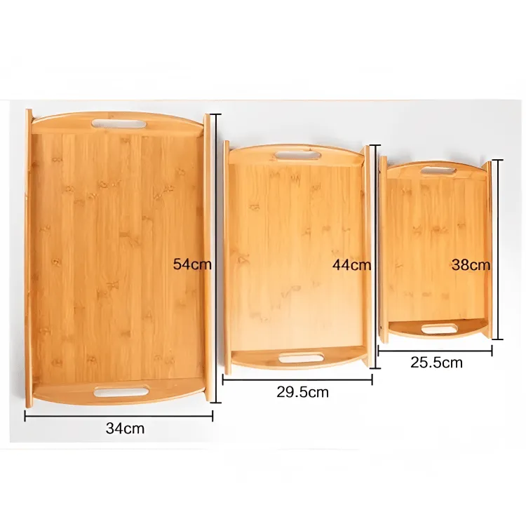 3 pcs Quality Bamboo Wooden Tray Set