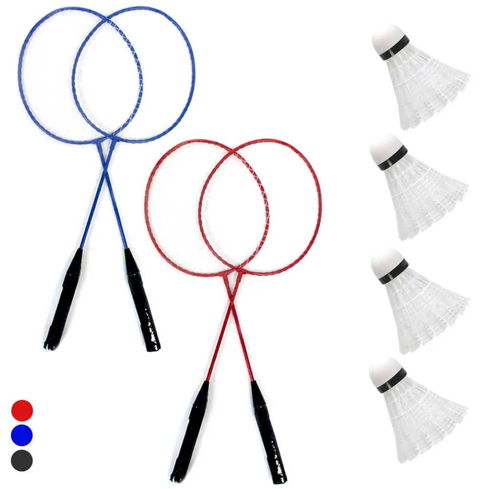 9 Pc Badminton Set Recreational 4 Rackets 4 Shuttlecocks Net Case Outdoors Game