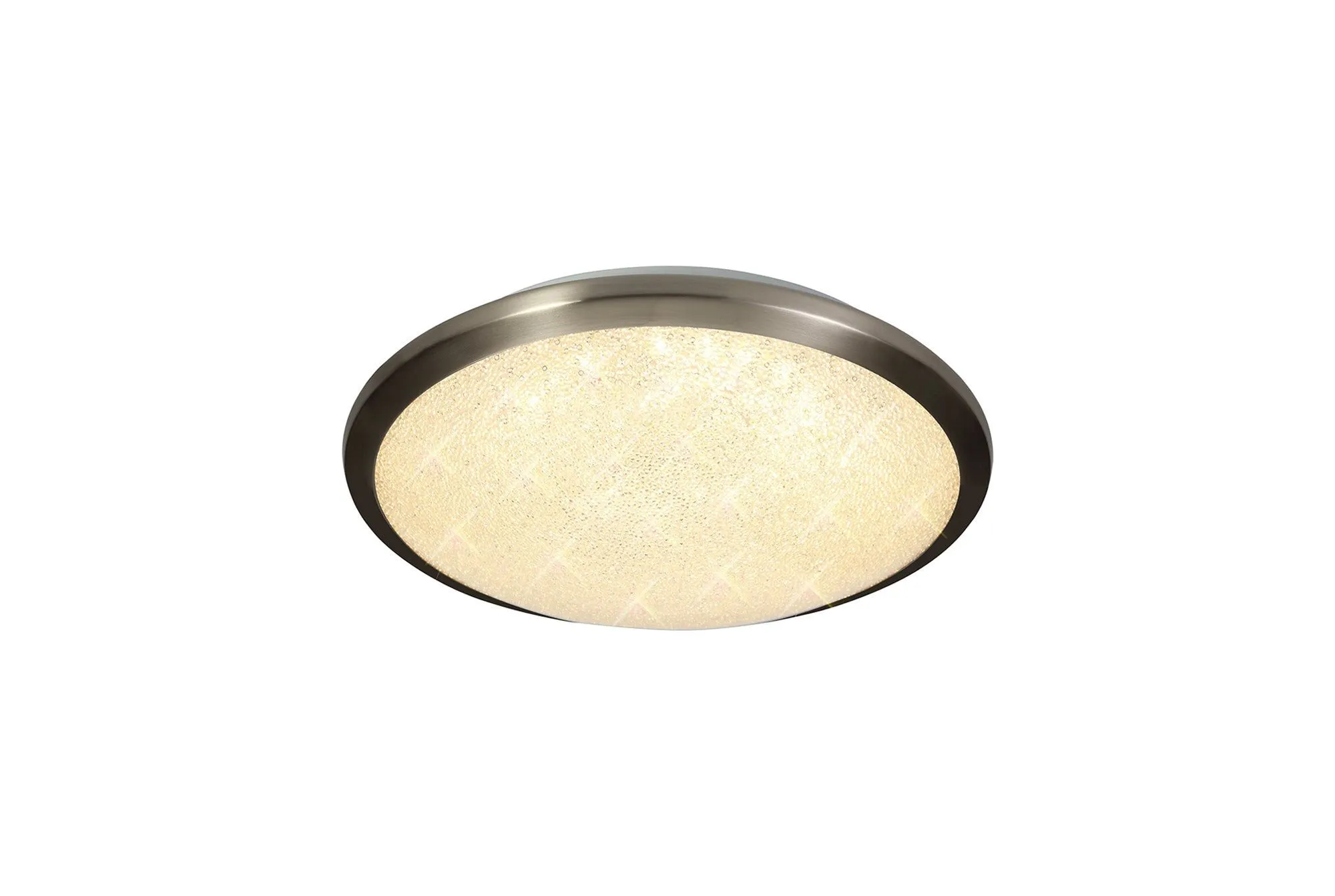 Agile Bathroom Flush Ceiling Light IP44 - Satin Nickel/Crystaline, 3yrs Warranty Small/Medium