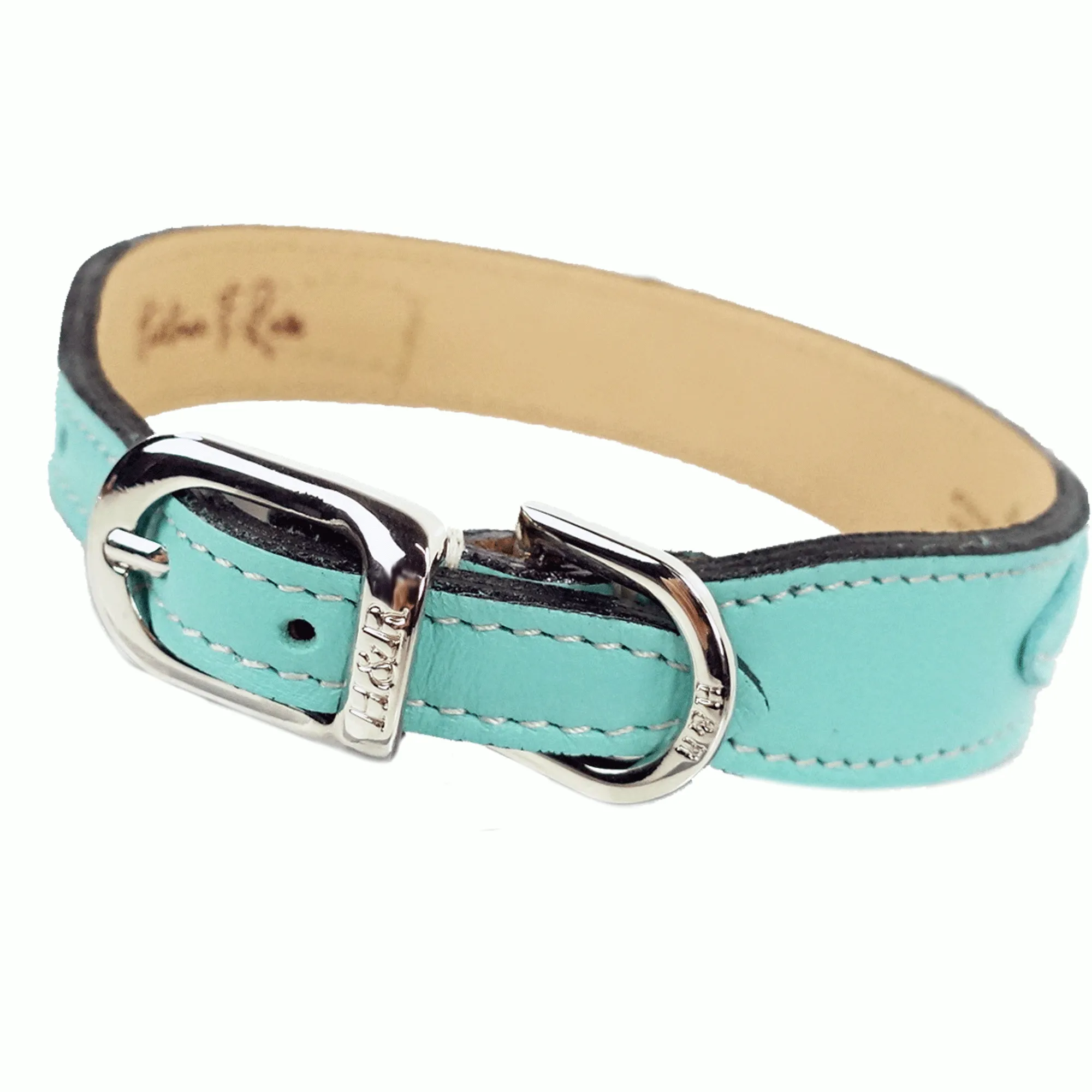 Art Deco Dog Collar in Turquoise & Nickel