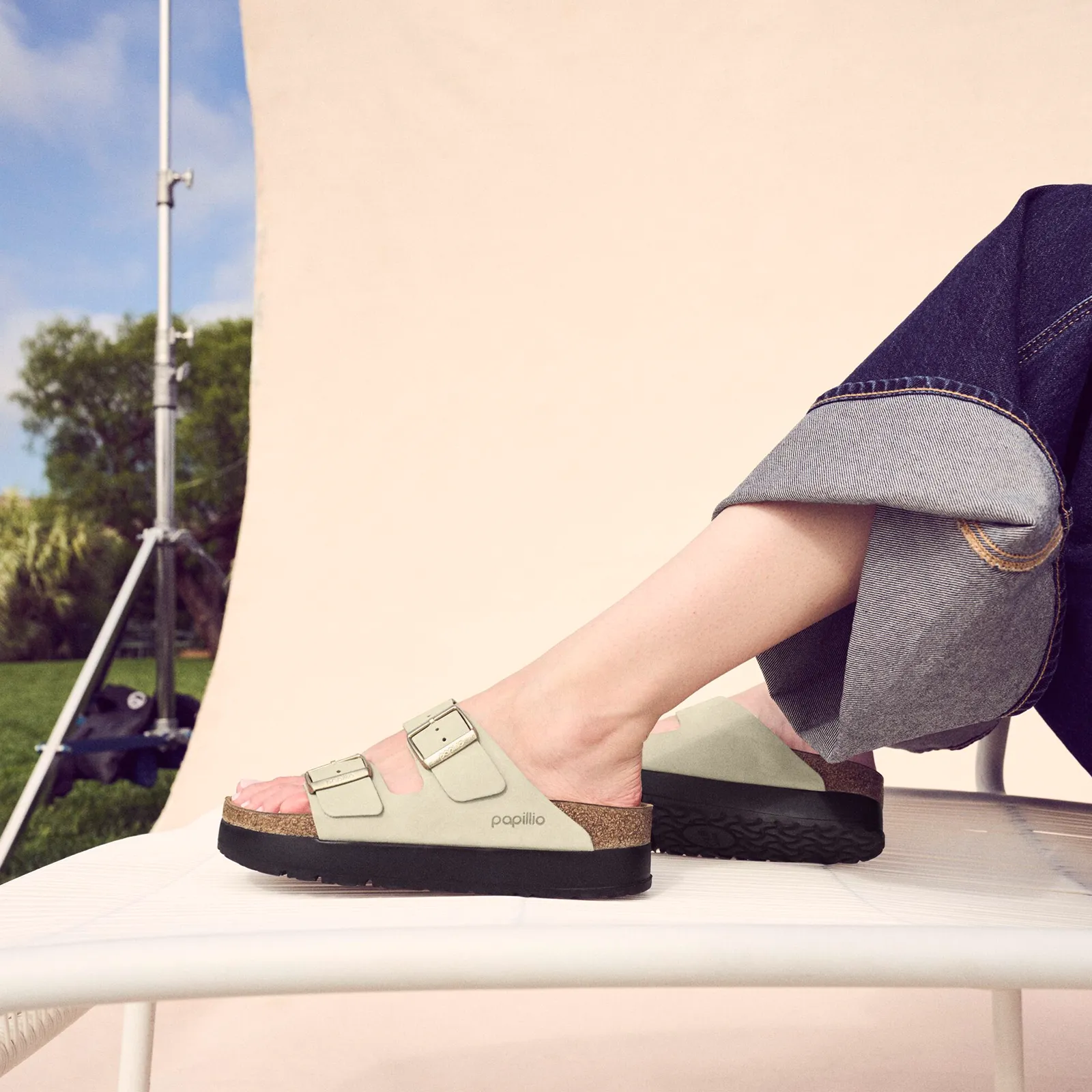 Birkenstock Arizona Chunky Slide Sandal (Women) - Eucalyptus Nubuck