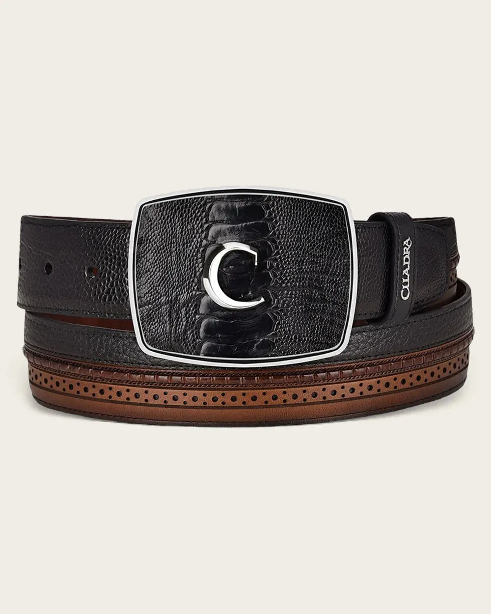 Black ostrich leg Belt