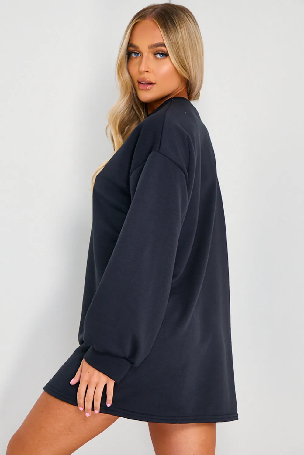 Black Oversized Jumper Dress