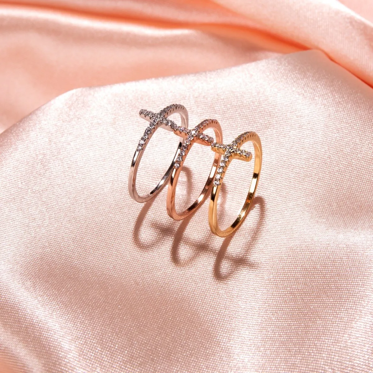 Blessed | Rose Gold Vermeil | CZ Diamond Cross Ring
