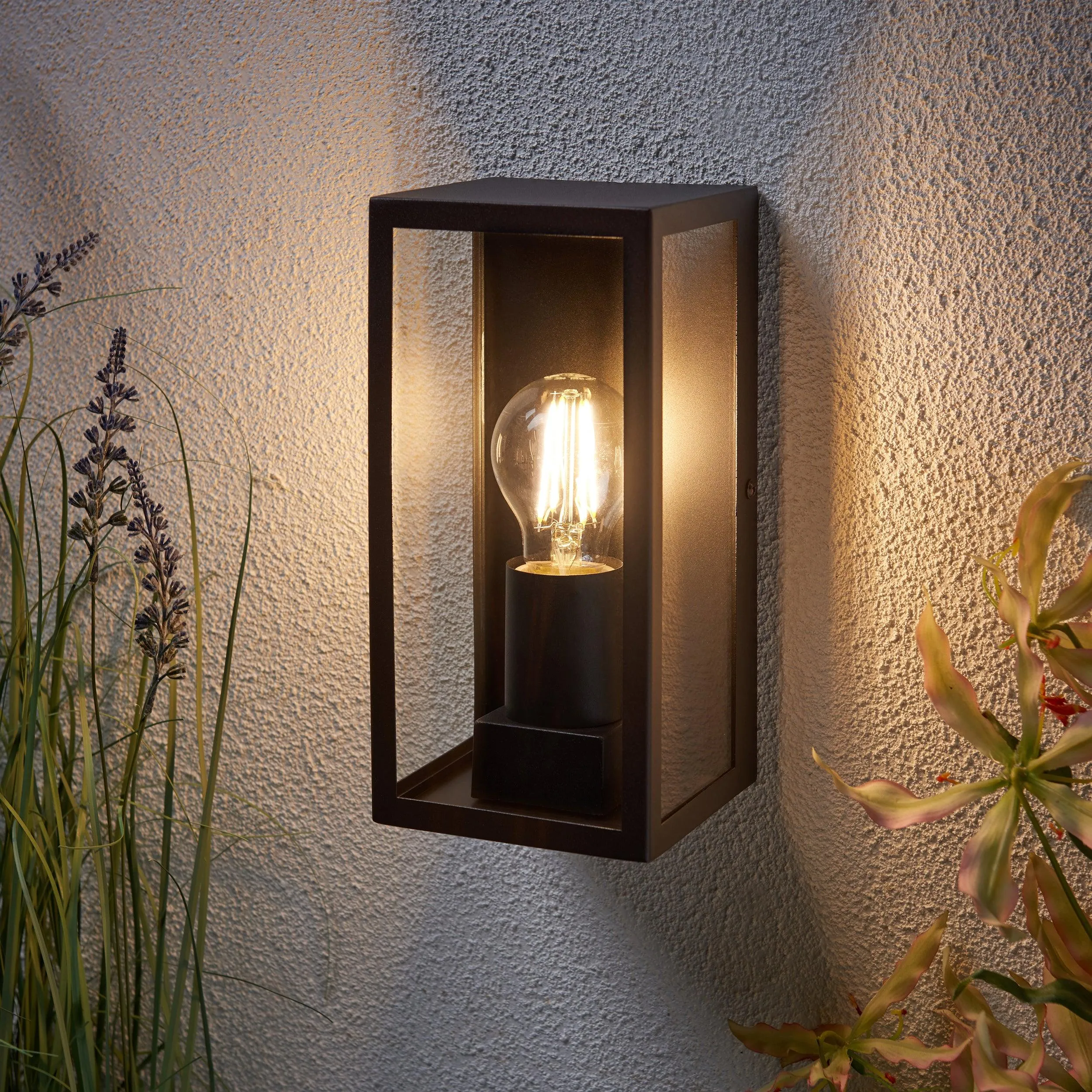 Breton Black Outdoor Wall Light IP44 28W