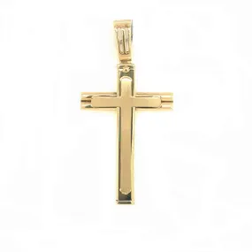 Brushed and High Polish Cross - 14kt Yellow Gold