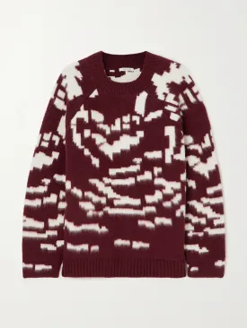 Burgundy printed wool sweater