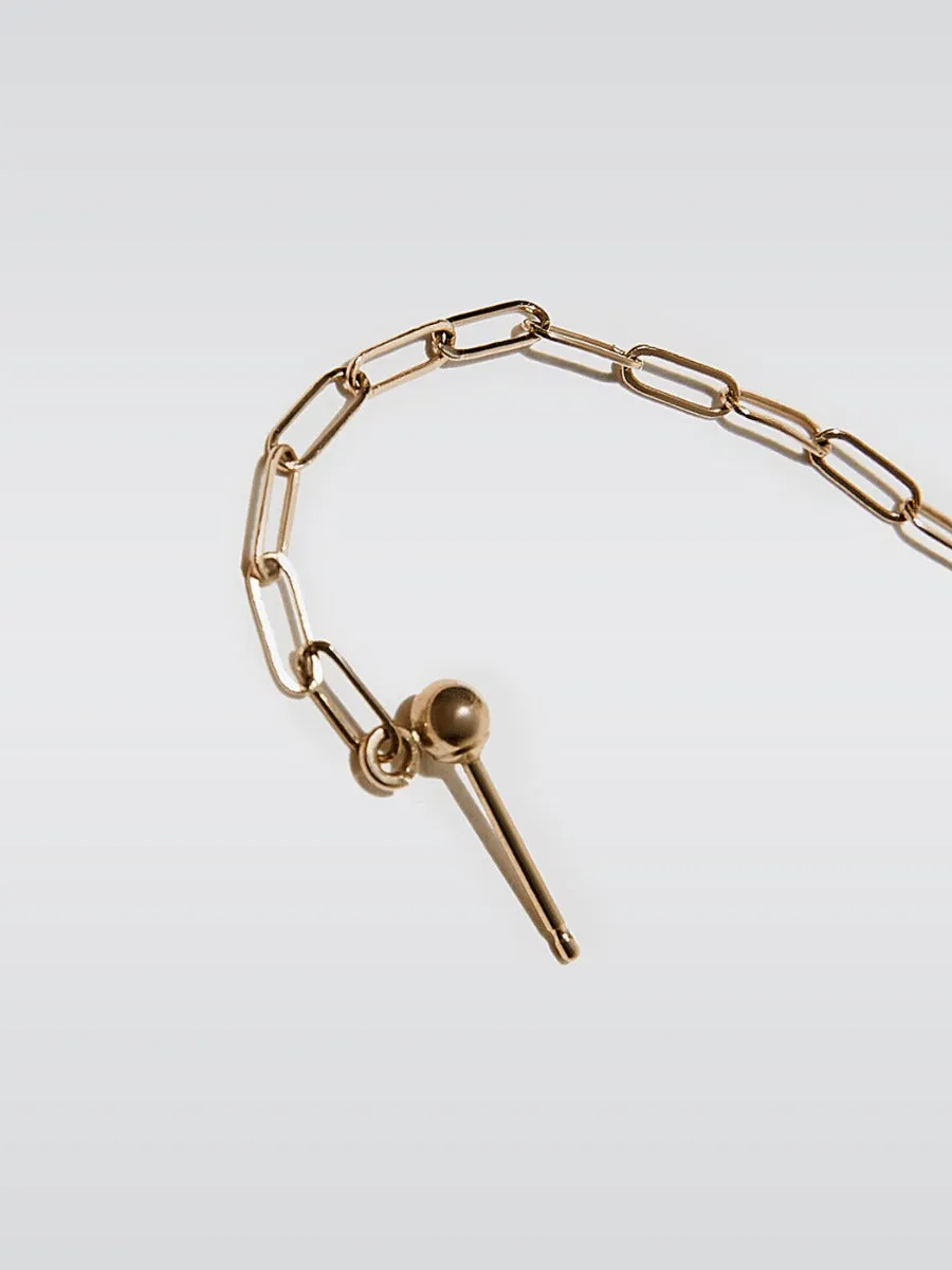 Chain Stud Earring - 14 Kt Yellow Gold