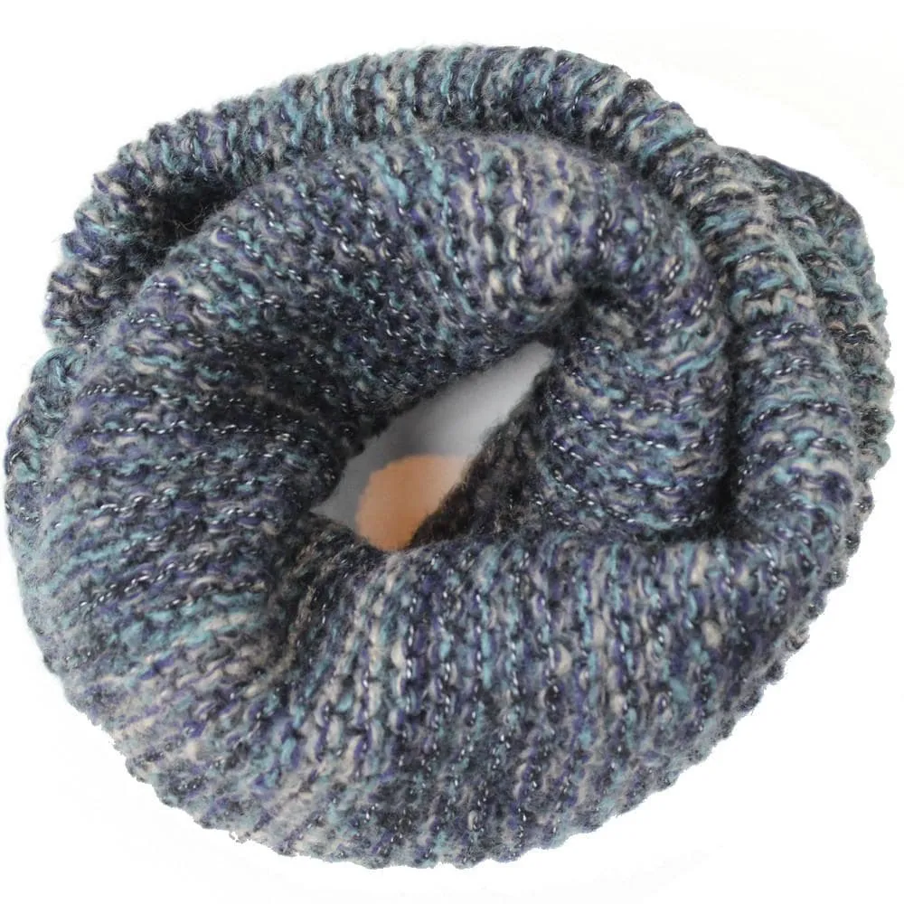 Chunky Knit Infinity Muffler - Blue