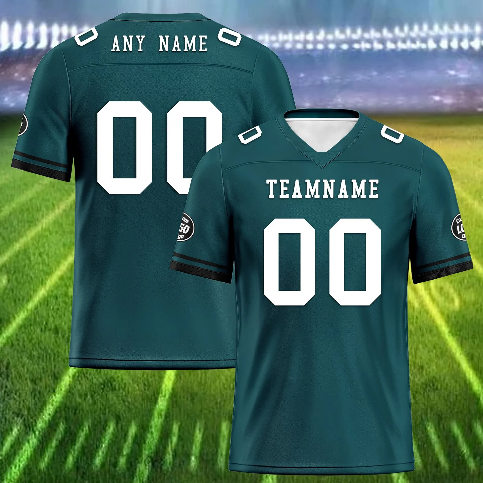 Custom Green Black Philadelphia Football Jersey and Firesoul Sports Shoes Combo Offer Personalized Combo ZH-D020273-23