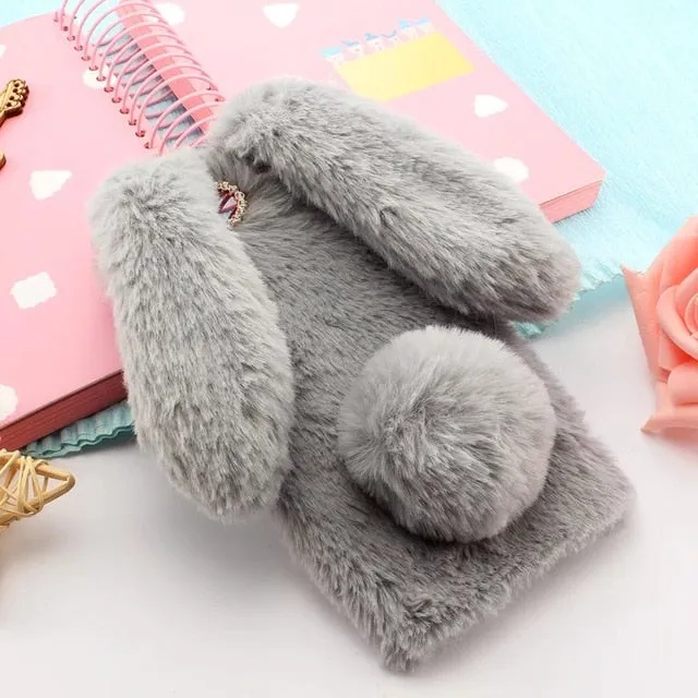 Cute Fluffy Rabbit Ears with Diamonds - Phone Case Cover Samsung