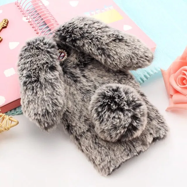 Cute Fluffy Rabbit Ears with Diamonds - Phone Case Cover Samsung