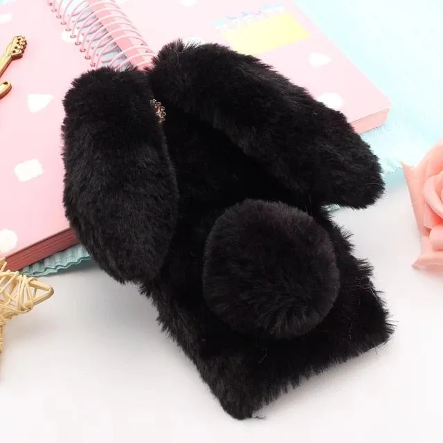 Cute Fluffy Rabbit Ears with Diamonds - Phone Case Cover Samsung