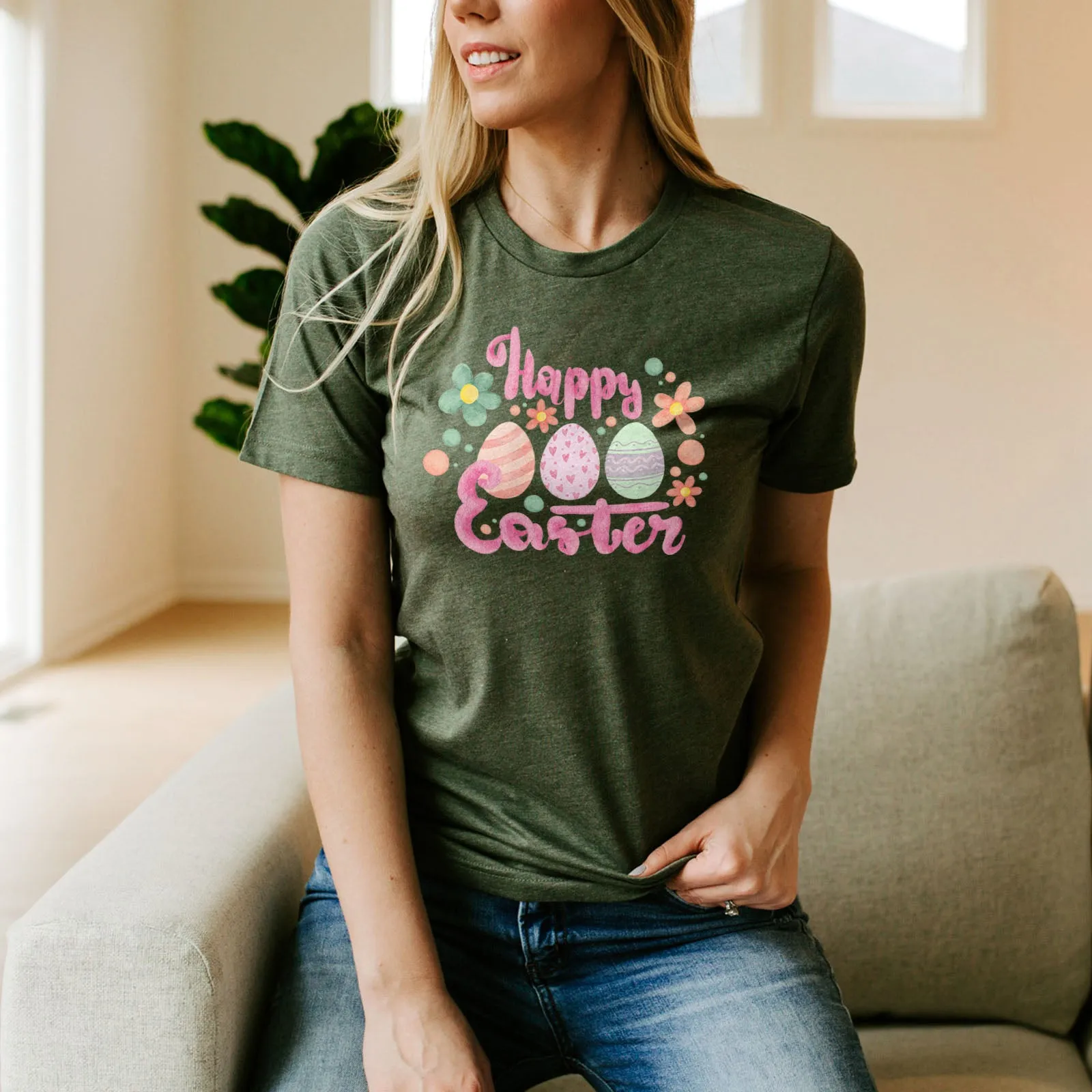 Cute Pink Happy Easter Tee