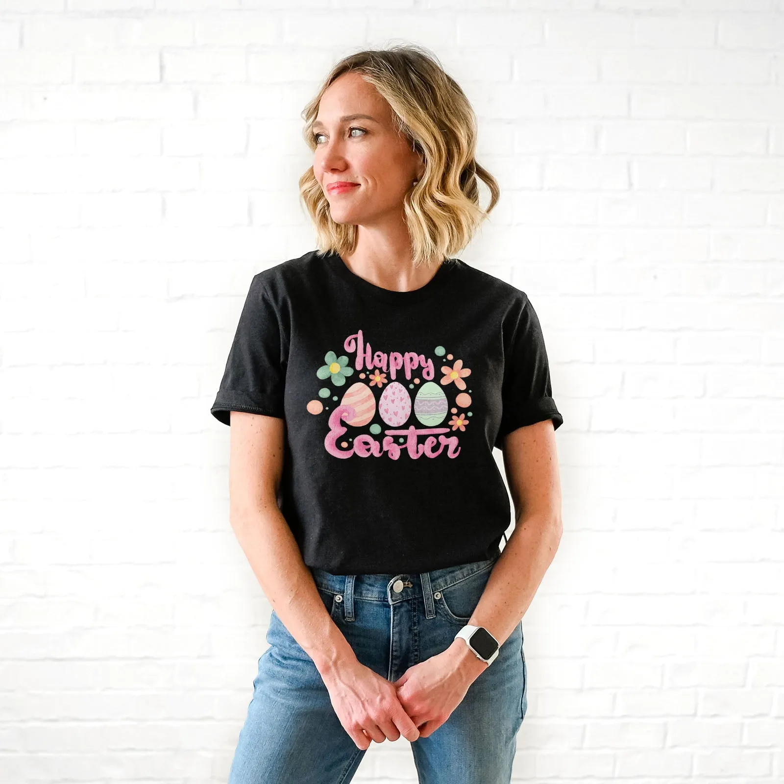 Cute Pink Happy Easter Tee