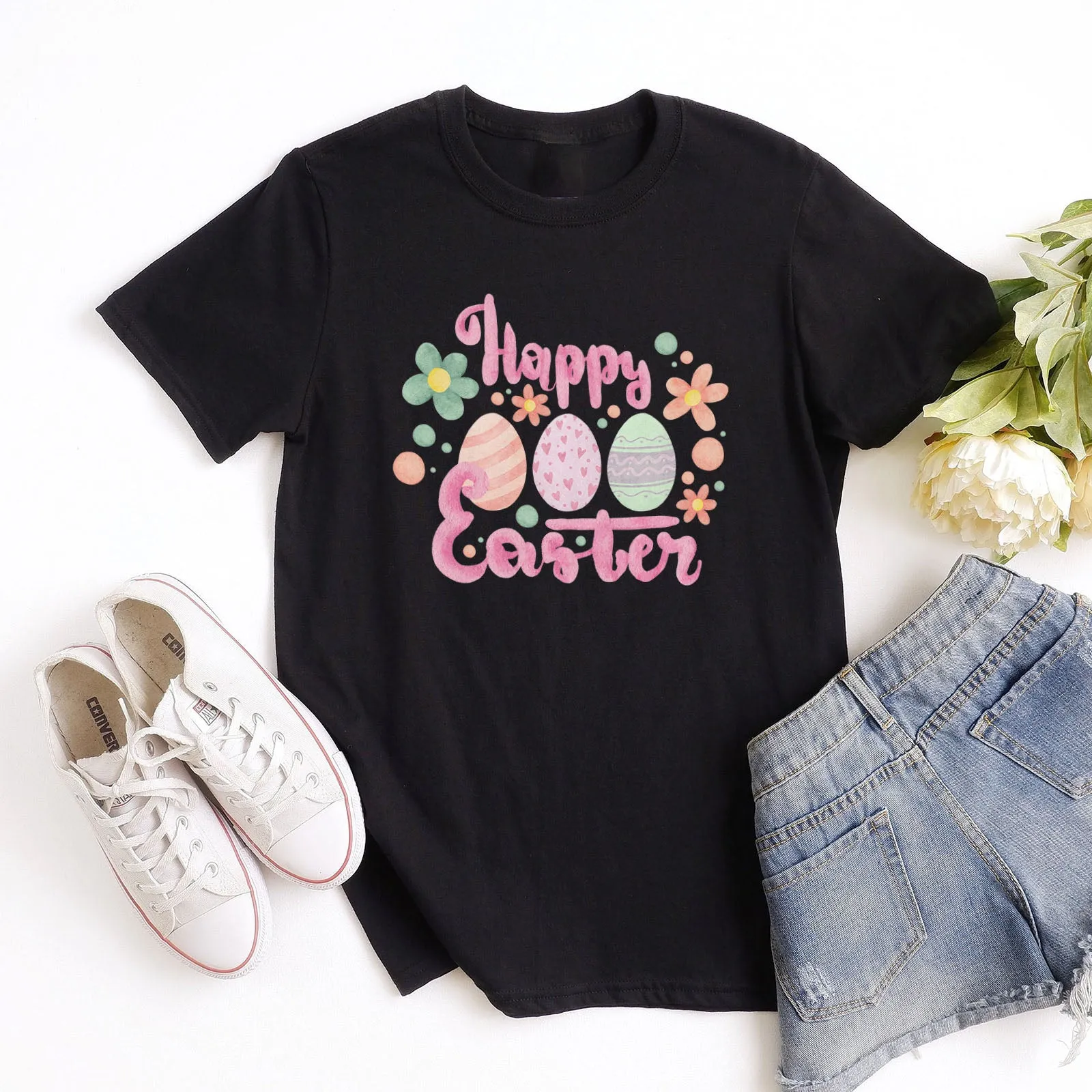 Cute Pink Happy Easter Tee