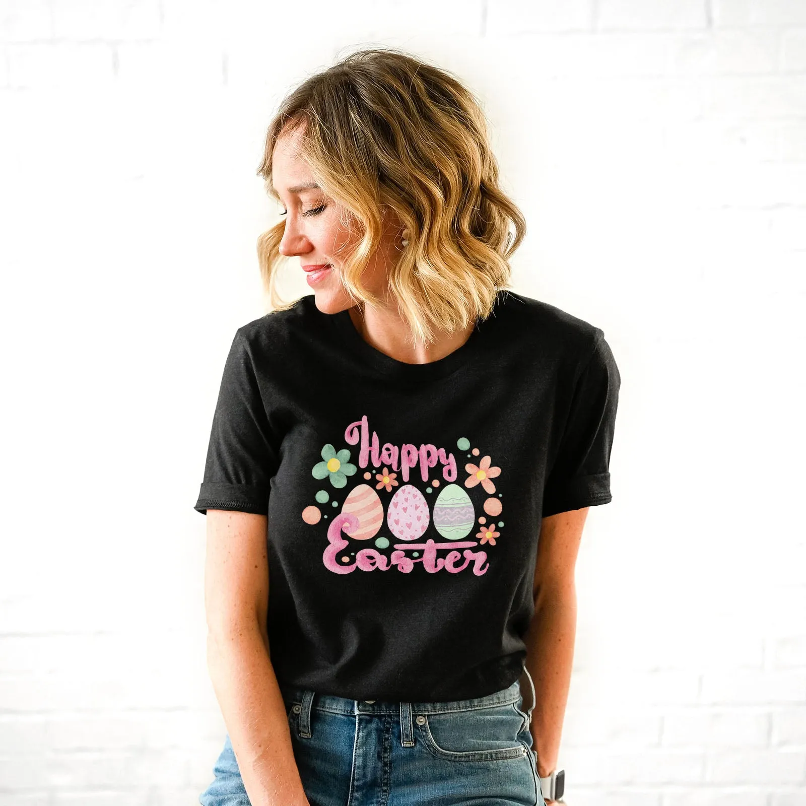 Cute Pink Happy Easter Tee