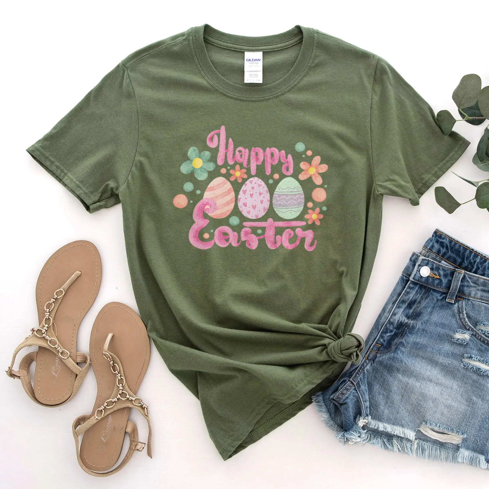 Cute Pink Happy Easter Tee