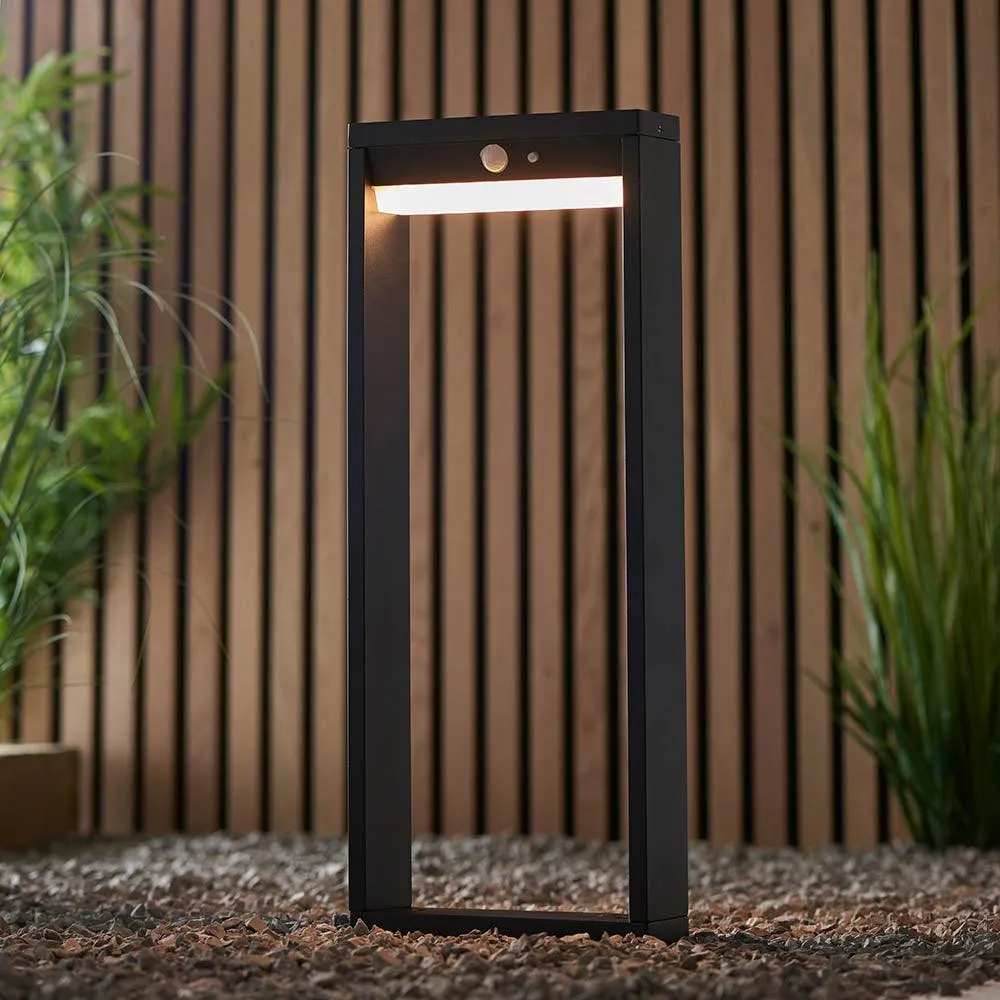 Dannah 1 Light Solar Black Outdoor Lamppost With PIR Sensor