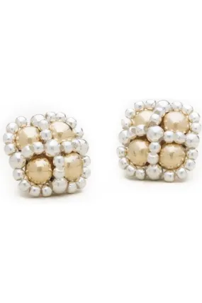 Enhanced Large Gold Earrings w/ Silver Criss Cross