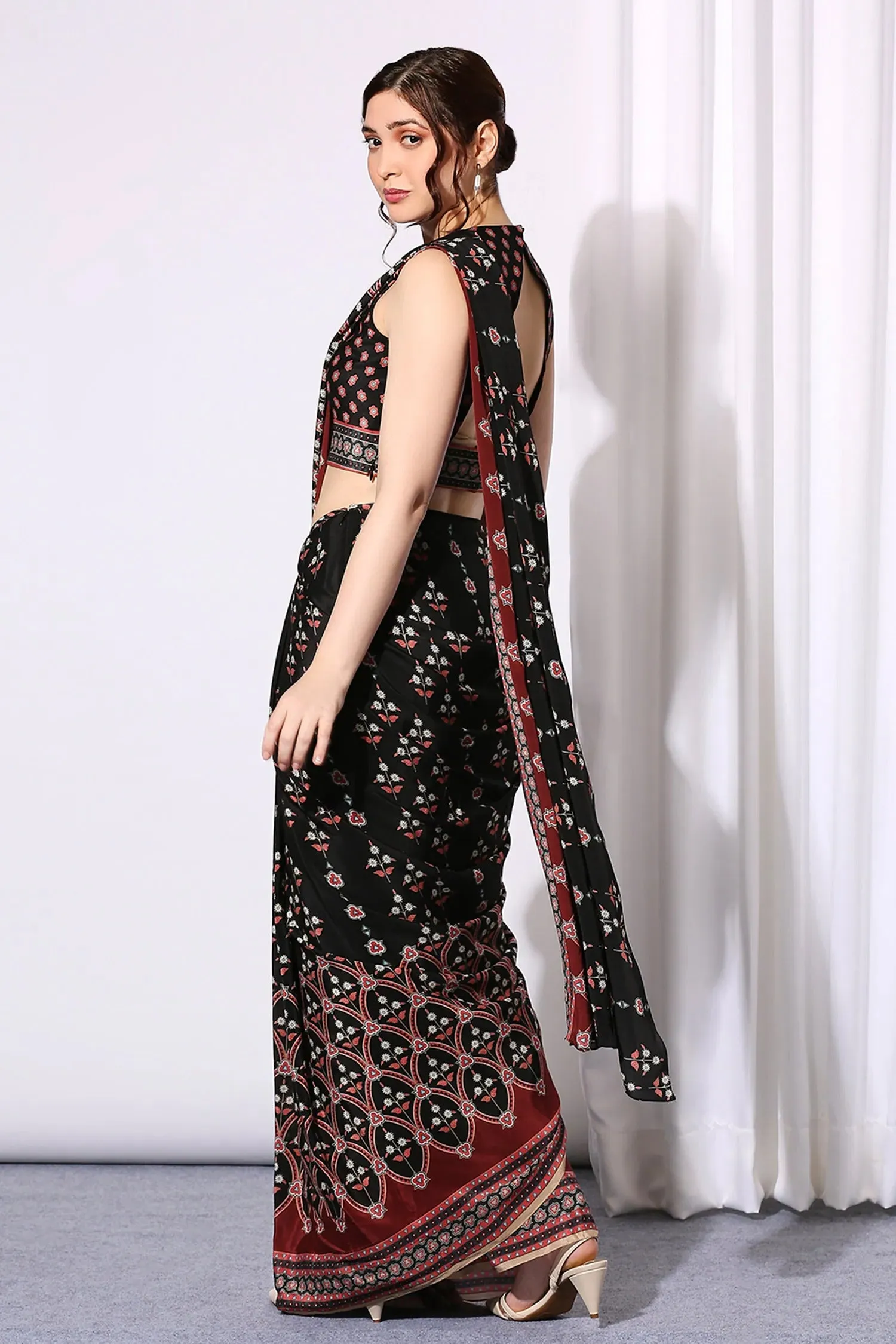 Ethnic Pre-Draped Saree Set