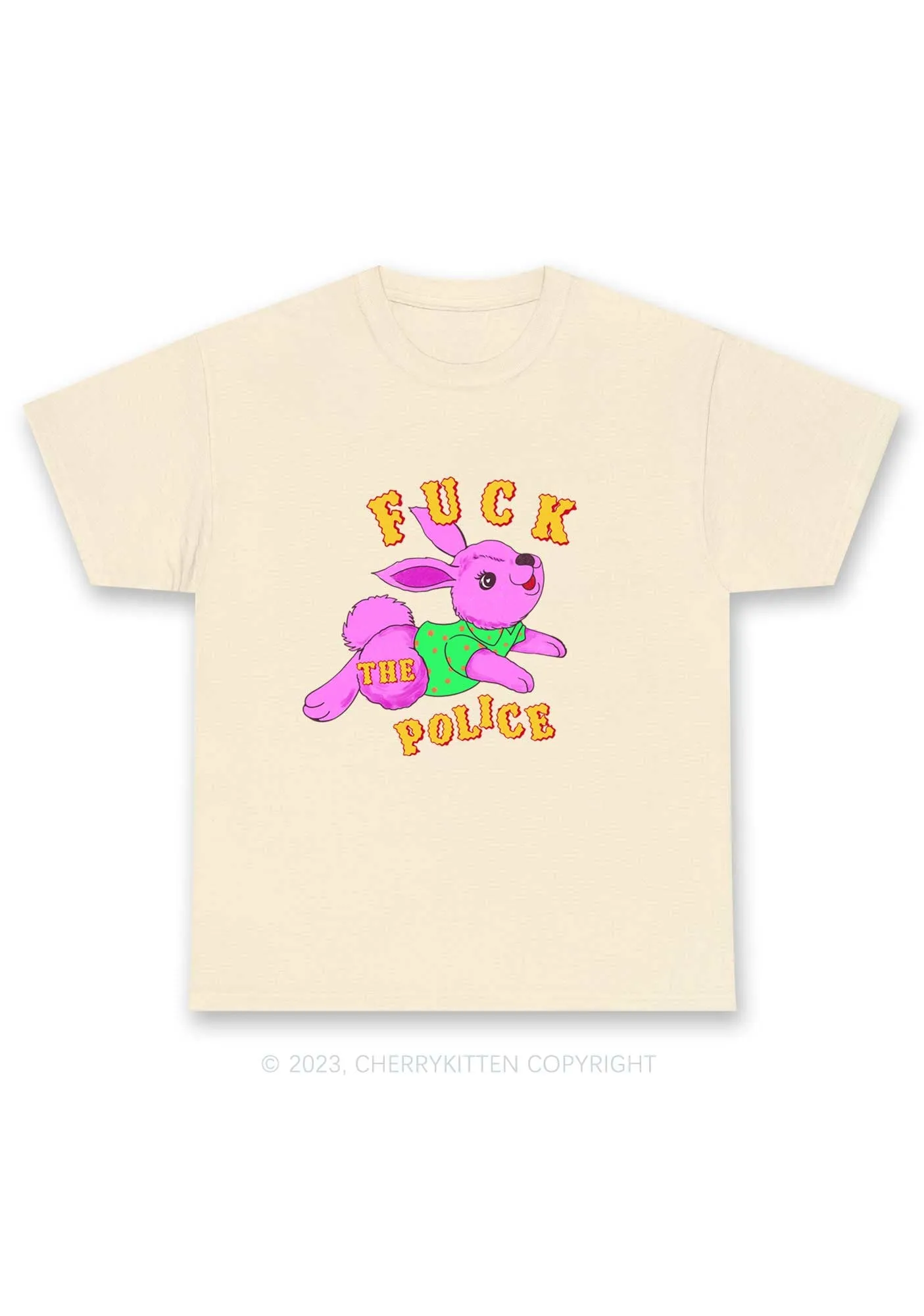 Fxxk The Police Bunny Y2K Chunky Shirt Cherrykitten