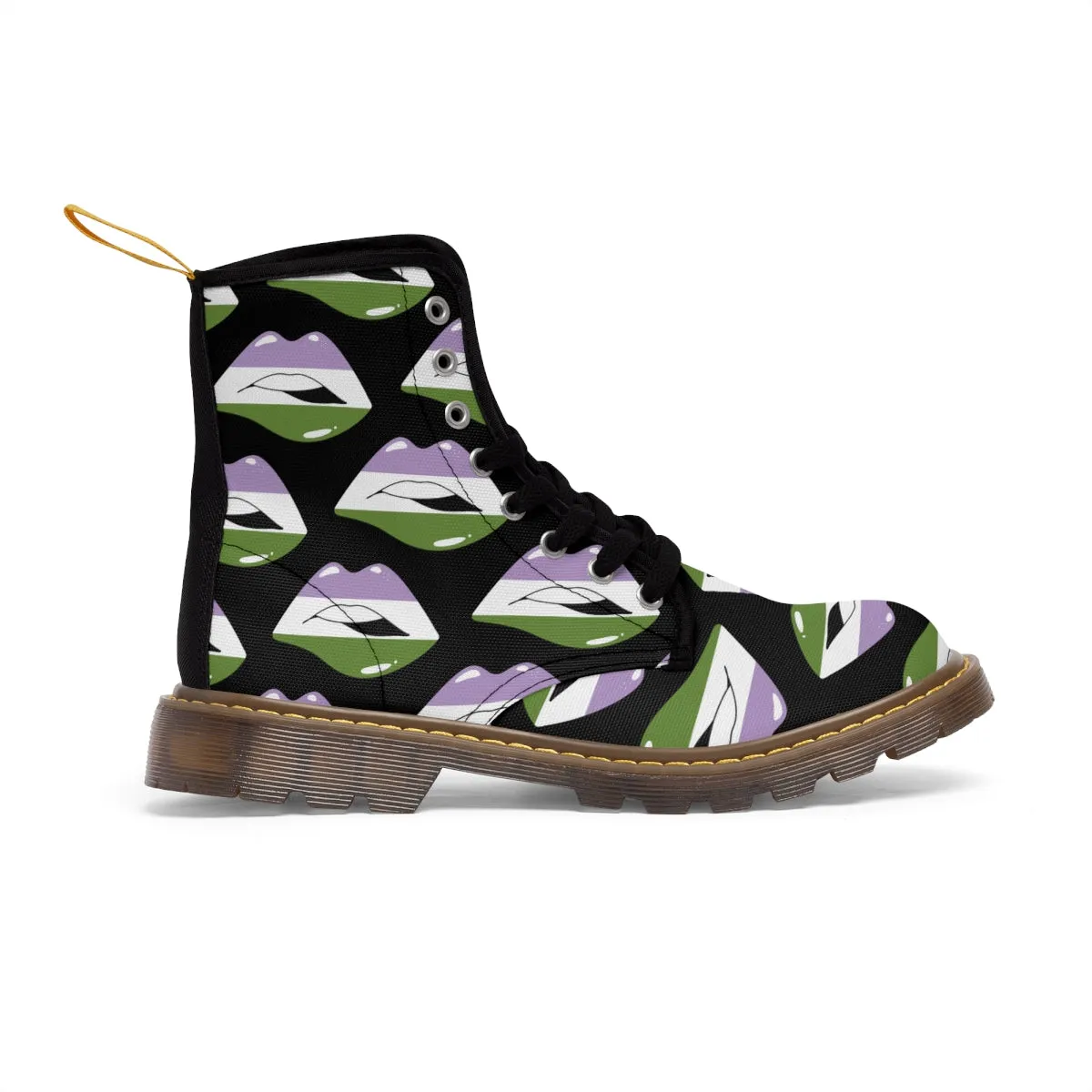 Gender Queer Flag Kisses LGBTQ Black Canvas Boots Unisex Size