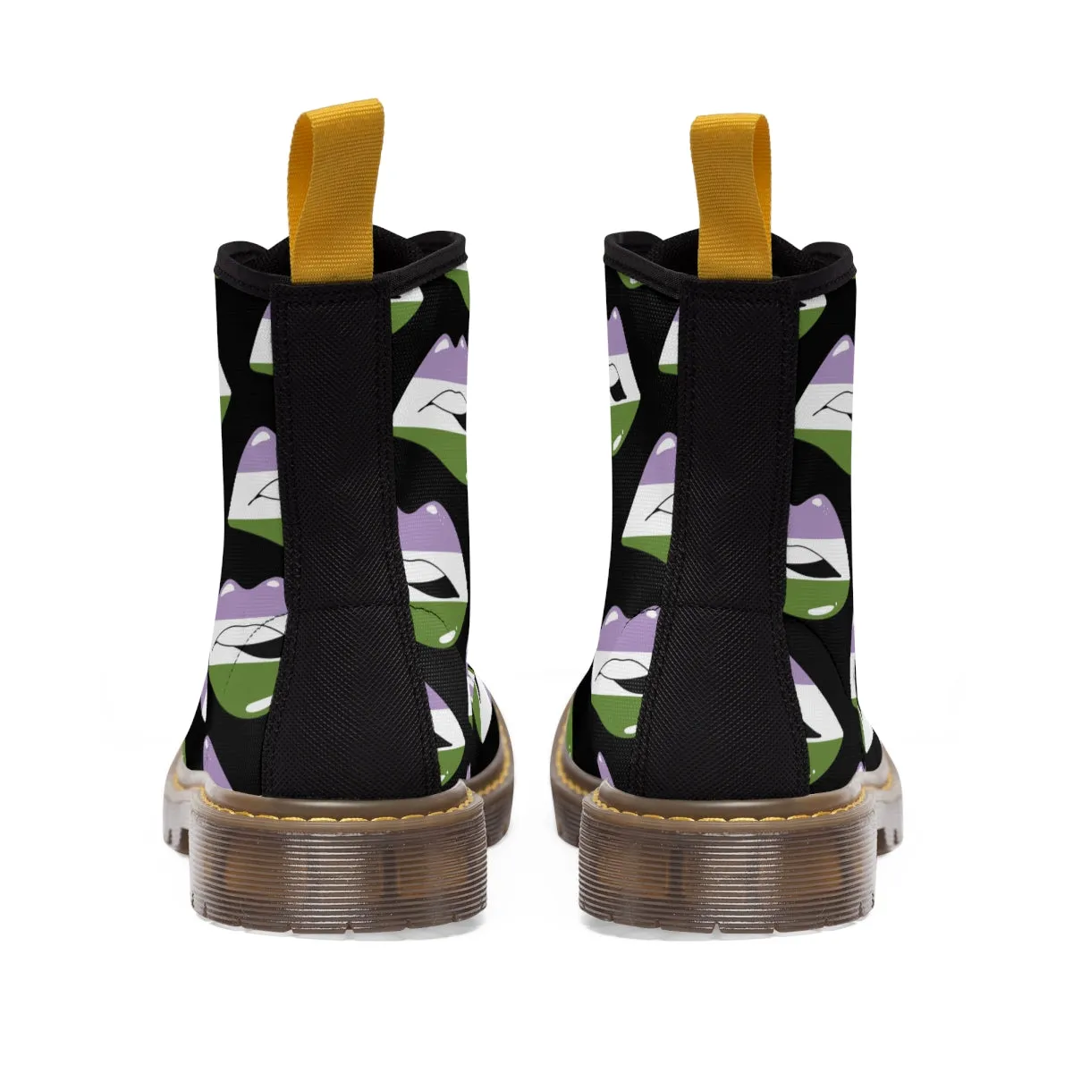 Gender Queer Flag Kisses LGBTQ Black Canvas Boots Unisex Size