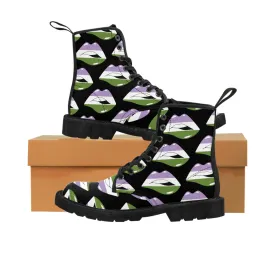 Gender Queer Flag Kisses LGBTQ Black Canvas Boots Unisex Size