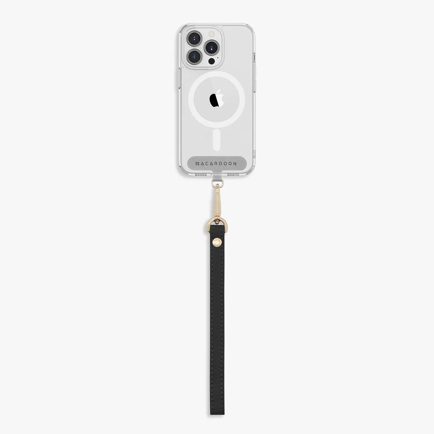 iPhone 13 Mini Clear Case with Wrist Leather Strap