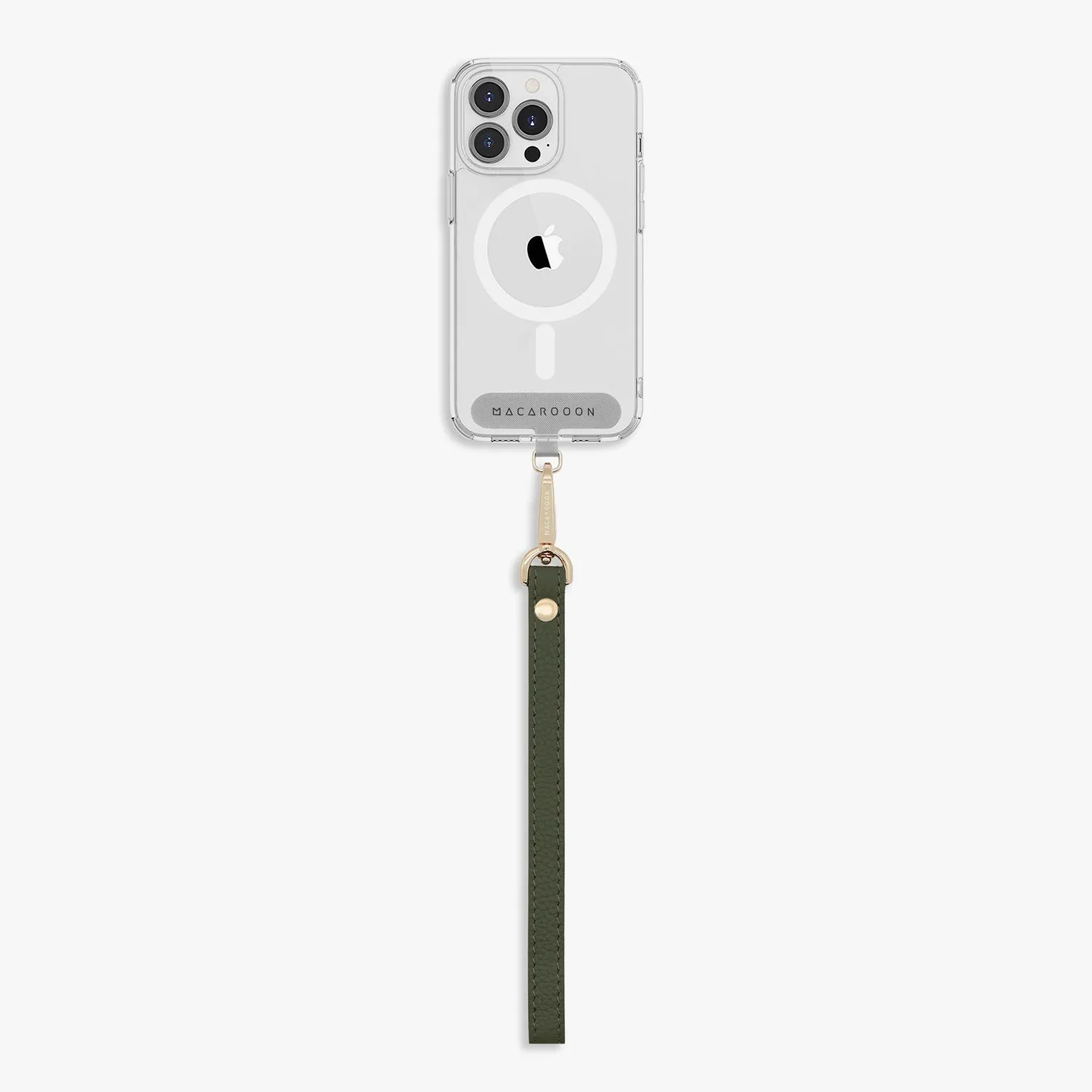 iPhone 13 Mini Clear Case with Wrist Leather Strap