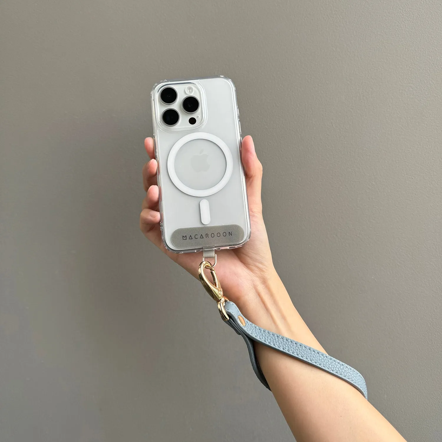 iPhone 13 Mini Clear Case with Wrist Leather Strap