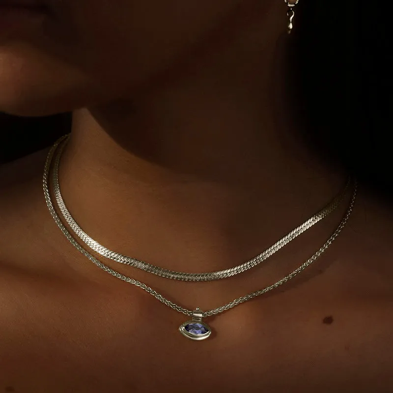 Iris Necklace, Iolite, Silver