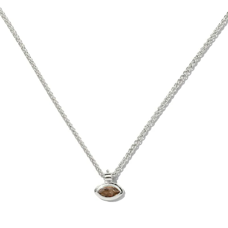 Iris Necklace, Smokey Quartz, Silver