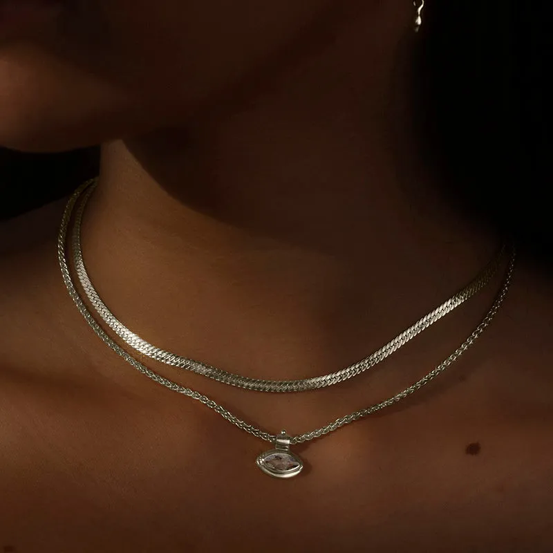 Iris Necklace, Smokey Quartz, Silver