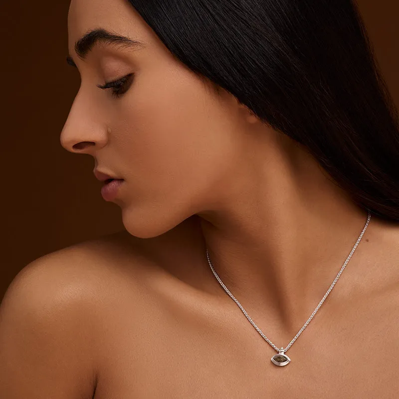 Iris Necklace, Smokey Quartz, Silver