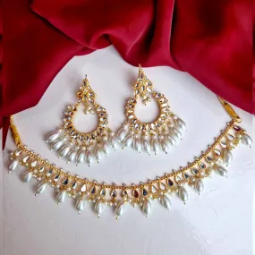 Manika Earrings/Necklace (Pearl White)